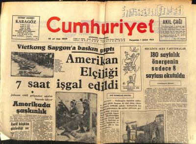 Cumhuriyet Gazetesi - 1 Şubat 1968 - Amerikan Elçiliği 7 Saat İşgal Edildi GZ99484 - 1