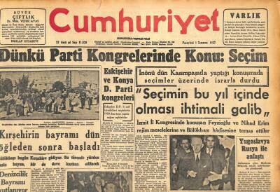 Cumhuriyet Gazetesi 1 Temmuz 1957 - Amasyada Belediye Seçimi - Kırşehirin Bayramı Dün Öğleden Sonra Başladı GZ119903 - 1