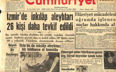 Cumhuriyet Gazetesi 1 Temmuz 1960 - İnkılap Aleyhtarı 26 Kişi Tevkif Edildi GZ110022 - 1