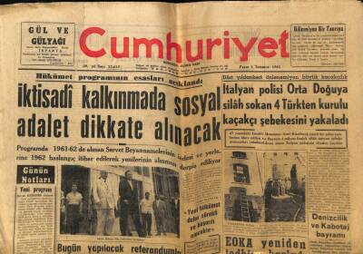Cumhuriyet Gazetesi 1 Temmuz 1962 - Yapılacak Referandumla Cezayir Bağımsız Bir Ülke Olacak GZ58960 - 1