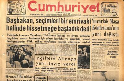 Cumhuriyet Gazetesi 10 Ağustos 1957 - Bodrumda 6 Bin Ağaç Yandı - İngiltere Atinaya Yeni Taviz Verdi GZ120339 - 1