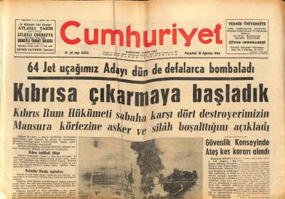 Cumhuriyet Gazetesi 10 Ağustos 1964 - Makariosun Verdiği Ültimatomu Bakanlar Kurulu Dün Gece Görüştü GZ85413 - 1