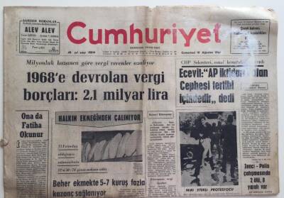Cumhuriyet Gazetesi 10 Ağustos 1968 - Milyonluk Kazanca Göre Vergi Verenler Azalıyor GZ6265 - 1