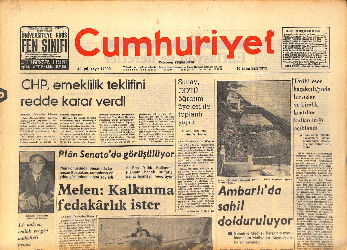 Cumhuriyet Gazetesi 10 Ağustos 1972 - Shane Gould'un Antrenörü Sırrını Açıkladı - Mutemet Ali Rıza Bey Ve Dışında Kalanlar GZ143596 - 1