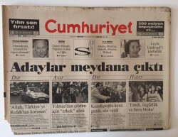 Cumhuriyet Gazetesi 10 Aralık 1995 - Adaylar Meydana Çıktı DSP, Anap, Dyp, Hadep GZ10935 - 2