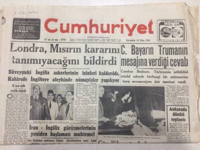Cumhuriyet Gazetesi 10 Ekim 1951 - Londra Mısırın Kararını Tanımayacağını Bildirdi GZ52686 - 1