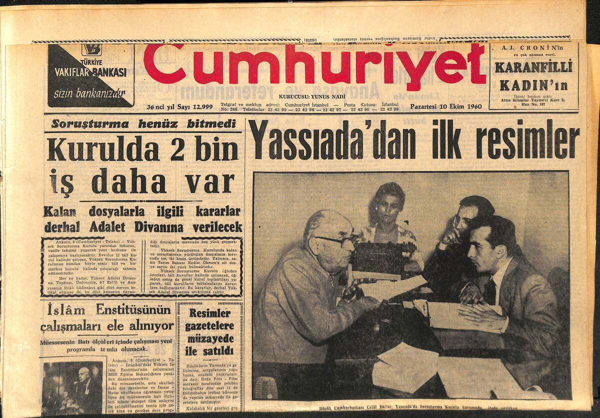 Cumhuriyet Gazetesi 10 Ekim 1960 - Yassıada'dan İlk Resimler - Marlon Brando Kadınlara Neden Zulmediyormuş GZ152552 - 1