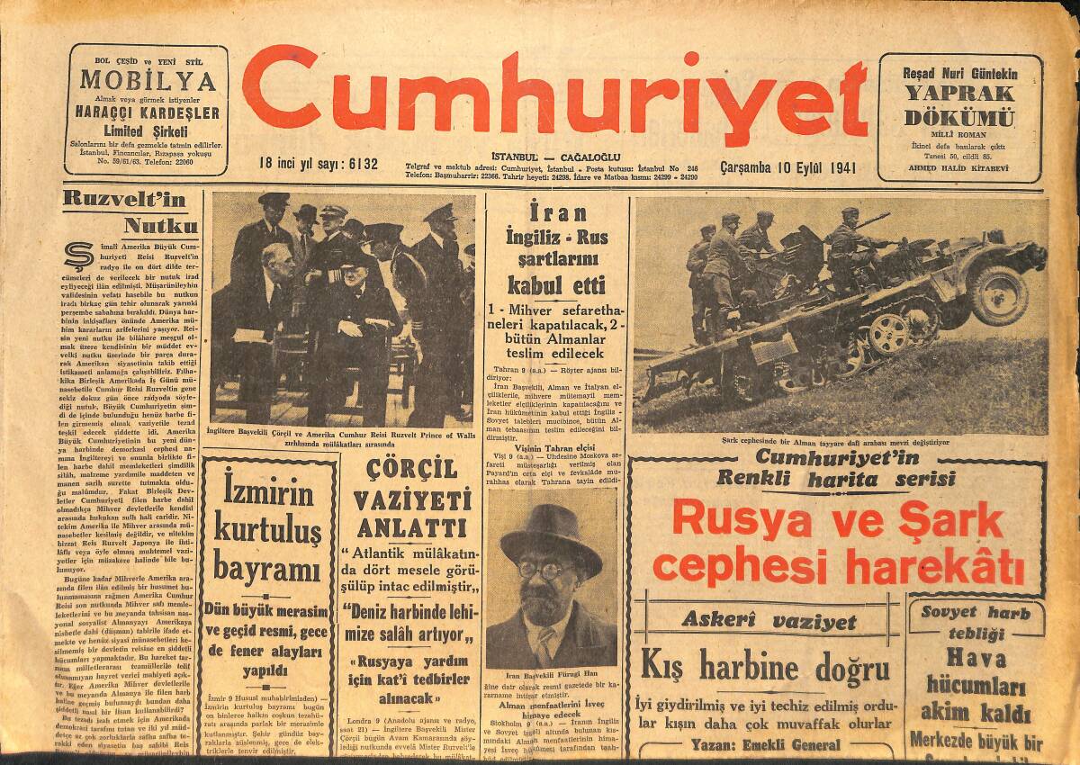 Cumhuriyet Gazetesi 10 Eylül 1941 - Türk-Alman Ticaret Müzakerelerine Başlandı GZ159163 - 1