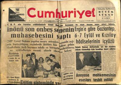 Cumhuriyet Gazetesi 10 Eylül 1960 - İnönü 15 Senenin Muhasebesini Yaptı GZ82579 - 1