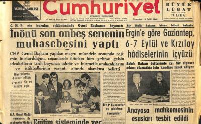 Cumhuriyet Gazetesi 10 Eylül 1960 - İsmet İnönü 15 Senenin Muhasebesini Yaptı GZ110085 - 1