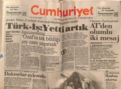 Cumhuriyet Gazetesi 10 Eylül 1988 - Doğum Günü Hediyesi GZ56912 - 1