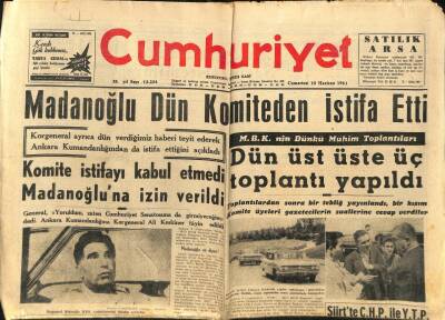 Cumhuriyet Gazetesi 10 Haziran 1961 - 7 Günde 271 İstanbulluyu Köpek Isırdı - Madanoğlu Dün Komiteden İstifa Etti GZ88406 - 1