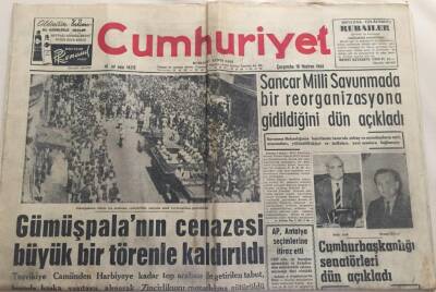 Cumhuriyet Gazetesi 10 Haziran 1964-Gümüşpalanın Cenazesi Büyük Bir Törenle Kaldırıldı GZ6015 - 2