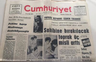 Cumhuriyet Gazetesi 10 Haziran 1965-Sahibine Bırakılacak Toprak Üç Misli Arttı -GZ6021 - 1