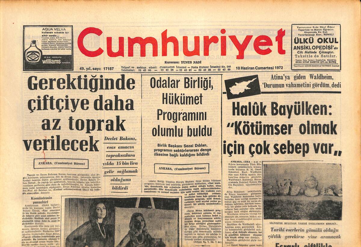 Cumhuriyet Gazetesi 10 Haziran 1972 - Haluk Bayülken: Kötümser Olmak İçin Çok Sebep Var! - Brezilya Futbol Federasyonu İle Temasa Geçti! GZ143200 - 1