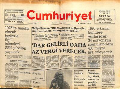 Cumhuriyet Gazetesi 10 Haziran 1974 - Dar Gelirli Daha Az Vergi Ödeyecek GZ103254 - 2