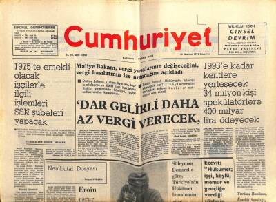 Cumhuriyet Gazetesi 10 Haziran 1974 - Dar Gelirli Daha Az Vergi Verecek GZ103150 - 2