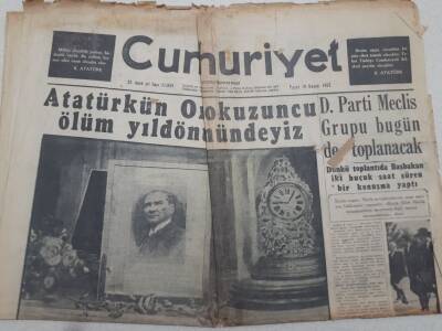 Cumhuriyet Gazetesi 10 Kasım 1957 - Atatürkün 19. Ölüm Yıl Dönümündeyiz GZ71871 - 1