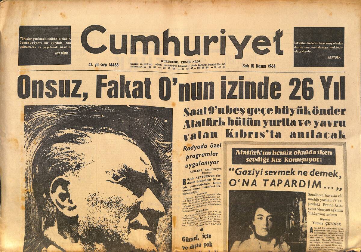 Cumhuriyet Gazetesi 10 Kasım 1964 - Öztrak'ın İstifası İstendi - Cemal Tüzün Tahliye Edildi GZ134090 - 1