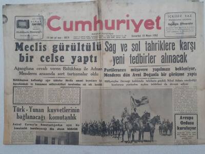 Cumhuriyet Gazetesi - 10 Mayıs 1952 - Türk Yunan Kuvvetlerinin Bağlanacağı Komutanlık GZ112905 - 1