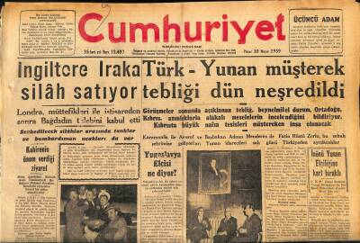 Cumhuriyet Gazetesi 10 Mayıs 1959 - İngiltere Iraka Silah Satıyor - Yugoslavya Elçisi Ne Diyor ? GZ120093 - 1