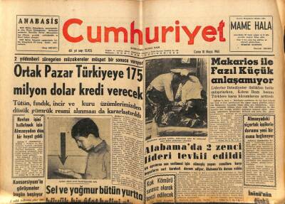 Cumhuriyet Gazetesi 10 Mayıs 1963 - Makarios İle Fazıl Küçük Anlaşamıyor GZ81356 - 1