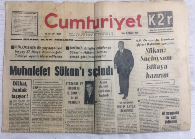 Cumhuriyet Gazetesi 10 Mayıs 1966 - SükanSuçluysam İstifaya Hazırım - GZ19212 - 1