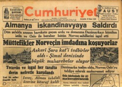 Cumhuriyet Gazetesi 10 Nisan 1940 - Oslo Körfezinde Bir Alman Kruvazörü Batırıldı GZ100961 - 2