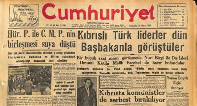 Cumhuriyet Gazetesi 10 Nisan 1957 - Kan Merkezi Dün Ankarada Açıldı - Kıbrıslı Türk Liderler Dün Başbakanla Görüştüler GZ120770 - 1