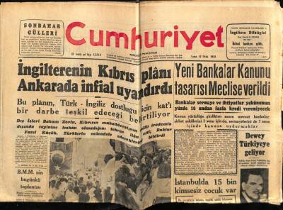 Cumhuriyet Gazetesi 10 Ocak 1958 - İngilterenin Kıbrıs Planı Ankarada İnfial Uyandırdı GZ78053 - 1