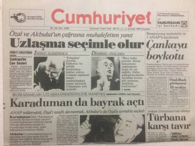 Cumhuriyet Gazetesi 10 Ocak 1990 - Uzlaşma Seçimle Olur GZ38578 - 1