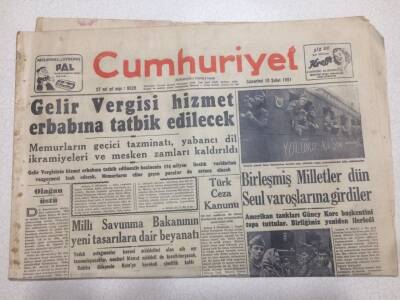 Cumhuriyet Gazetesi 10 Şubat 1951 - Gelir Vergisi Hizmet Erbabına Tatbik Edilecek GZ52584 - 1