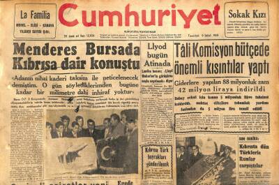 Cumhuriyet Gazetesi 10 Şubat 1958 - Tunus Dün Paristeki Sefirini Geri Çekti - Menderes Bursada Kıbrısa Dair Konuştu GZ120393 - 1