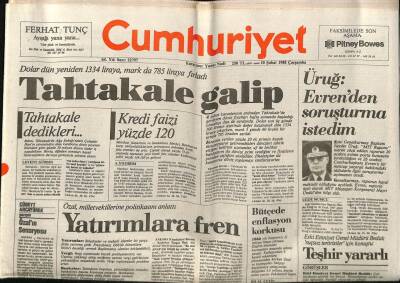 Cumhuriyet Gazetesi 10 Şubat 1988 - Uğur Mumcu Basın Savcılığına İfade Verdi GZ64418 - 2
