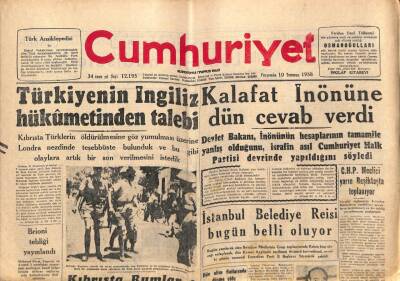 Cumhuriyet Gazetesi 10 Temmuz 1958 - Şehrimizde Şeker Ve Gaz Sıkıntısı Devam Ediyor - Bağdad Paktı Sale Köşkünde Toplanacak GZ98003 - 1