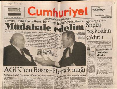 Cumhuriyet Gazetesi 10 Temmuz 1992 - Saraybosna Ateş Altında GZ74669 - 1