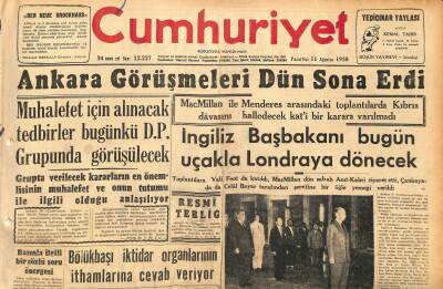 Cumhuriyet Gazetesi 11 Ağustos 1958 - İngiliz Başbakanı Bugün Uçakla Londraya Dönecek - Hrutçef Batılıları Tekrar Tehdid Etti GZ120313 - 1