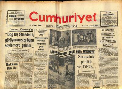 Cumhuriyet Gazetesi 11 Ağustos 1967 - 35 Derece Sıcaklıkta İstanbul Suzuzluktan Yanıyor GZ90059 - 1