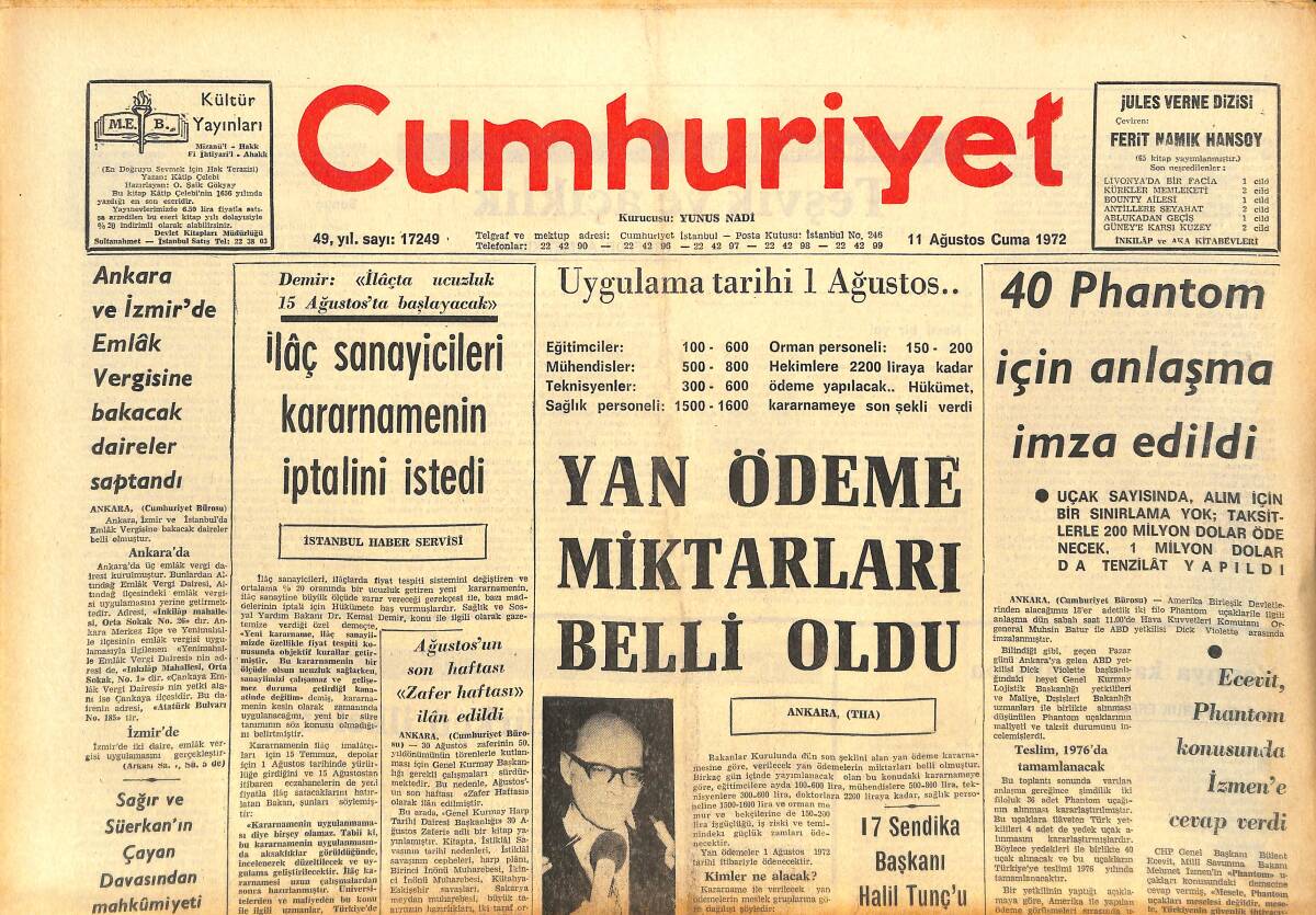 Cumhuriyet Gazetesi 11 Ağustos 1972 - Parsolini'ye Ait Filmin Sansür Şansı Düşük - Savaş Yılları Ve Olaylar GZ143595 - 1