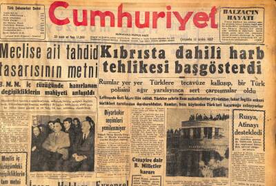 Cumhuriyet Gazetesi 11 Aralık 1957 - Gazianteb Hadisesinin İlk Tahkikatı Başlıyor - Kıbrısta Dahili Harb Tehlikesi Başgösterdi GZ119692 - 1