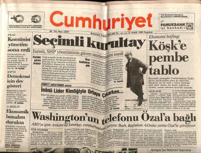 Cumhuriyet Gazetesi 11 Aralık 1989 - Washingtonun Telefonu Özala Bağlı GZ62291 - 1