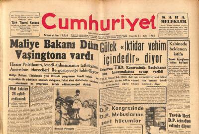 Cumhuriyet Gazetesi 11 Eylül 1958 - Londrada Makarios İçin Prensip Kararı ! - Maliye Bakanı Dün Vaşingtona Vardı GZ98053 - 1