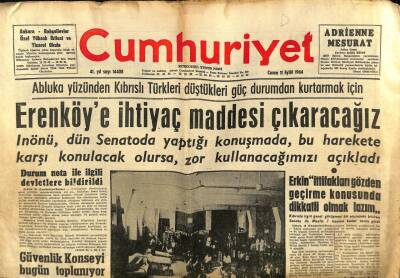 Cumhuriyet Gazetesi 11 Eylül 1964 - Türkler Arasında Gıdasızlıktan Salgın Hastalık Başgösterdi GZ62421 - 2