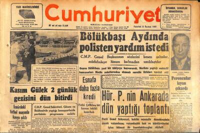 Cumhuriyet Gazetesi 11 Haziran 1956 - Başkan Eisenhower Dün Yataktan Kalktı - Bölükbaşı Aydında Polisten Yardım İstedi GZ119795 - 1