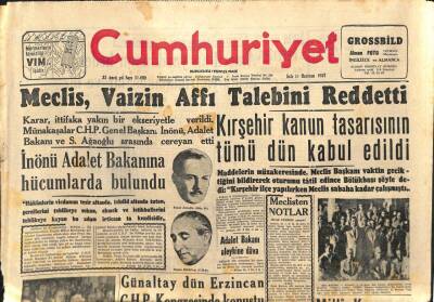 Cumhuriyet Gazetesi - 11 Haziran 1957 - Meclis,Vaizin Affı Talebini Reddetti GZ110261 - 1