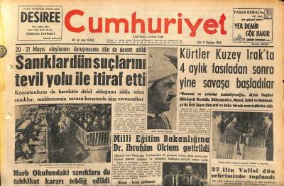 Cumhuriyet Gazetesi 11 Haziran 1963 - Kürtler Kuzey Irakta 4 Aylık Fasıladan Sonra Yine Savaşa Başladılar - Zafer Gazetesi Süresiz Kapatıldı GZ120678 - 1