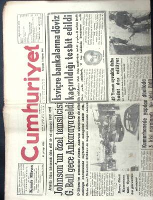 Cumhuriyet Gazetesi 11 Haziran 1964 - Johnsonun Temsilcisi G.Ball Ankarada, Patrik Athenagoras Kalp Krizi Geçirdi, Grucho Marx GZ122333 - 1
