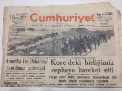 Cumhuriyet Gazetesi 11 Kasım 1950 - Koredeki Birliğimiz Cepheye Hareket Etti GZ52791 - 1