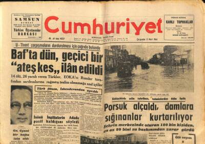 Cumhuriyet Gazetesi 11 Mart 1964 - Bafta Geçici Ateşkes İlan Edildi, İnönü İngilizlerin Adada Pasif Kaldığını Söyledi, Madam Mhu GZ88063 - 1