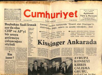Cumhuriyet Gazetesi 11 Mart 1974 - Kissinger Ankarada GZ103157 - 1